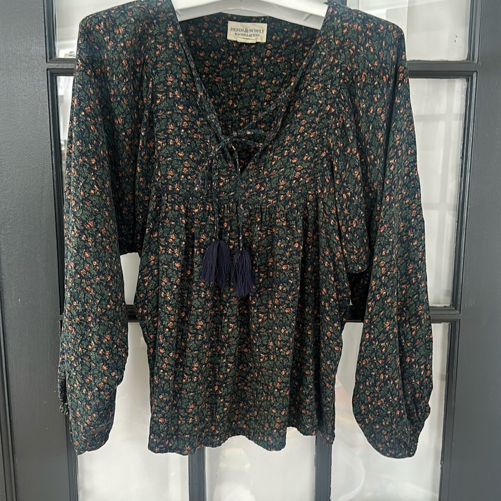 Ralph Lauren Denim & Supply vintage tie front floral blouse 🌿